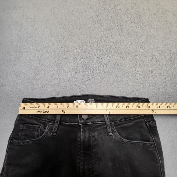 Old Navy Jeans Womens 4 Black Rockstar Super Skinny Distressed Denim Stretch - Picture 8 of 10